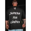 CAMISETA OVERSIZE "SUPERA TUS LÍMITES" NEGRA