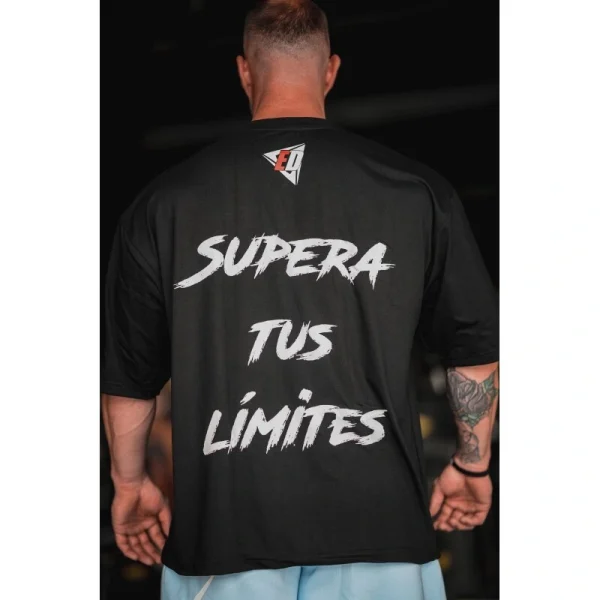 CAMISETA OVERSIZE "SUPERA TUS LÍMITES" NEGRA